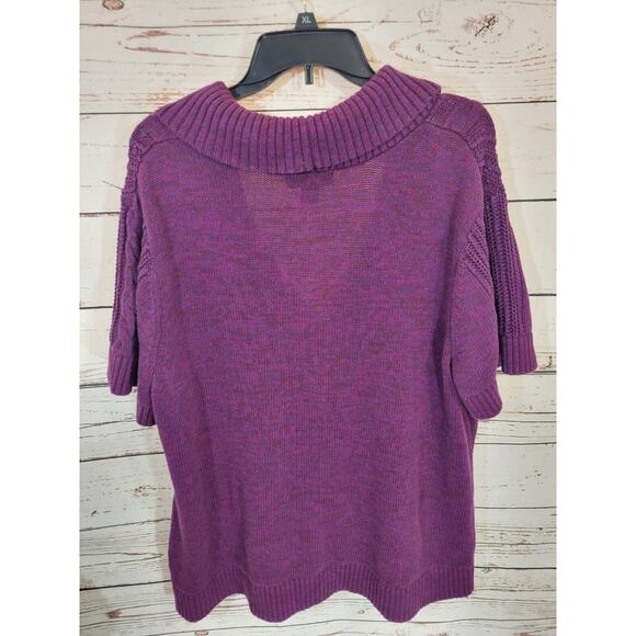 CJ Banks Purple Cable Knit Buckle Detail Cardigan Sweater Women's Plus Size 2X - Picture 2 of 8